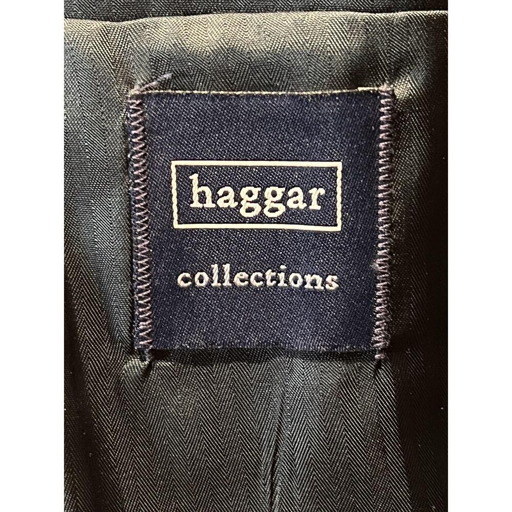 Vtg Haggar Collection 42R Blue Black Micro-Check Plaid Blazer Sport Coat Jacket - Picture 12 of 14